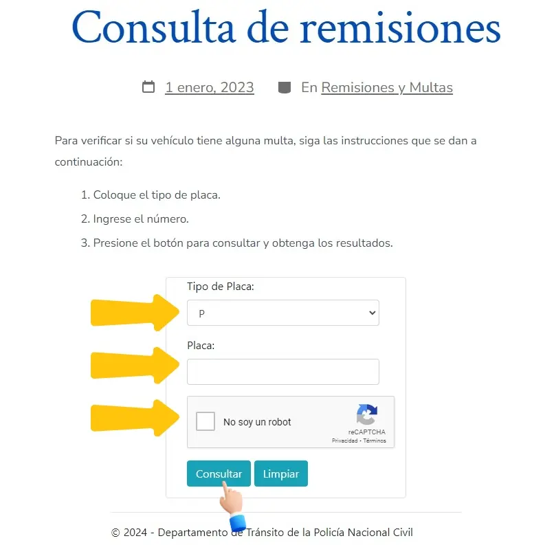 Consulta multas PNC